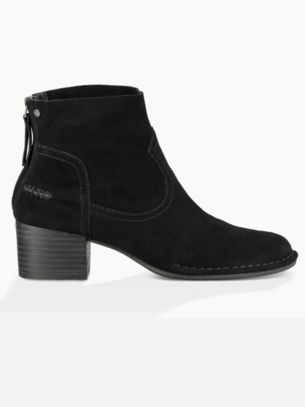 UGG Bandara Ankle Boot black suede Learher Heeled Chelsey Bootie Sz.8 EUC
